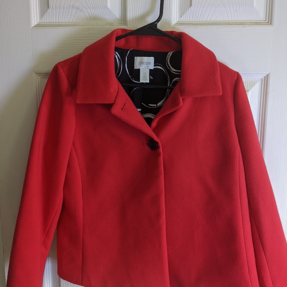 Chico's size 0 red jacket one button closure